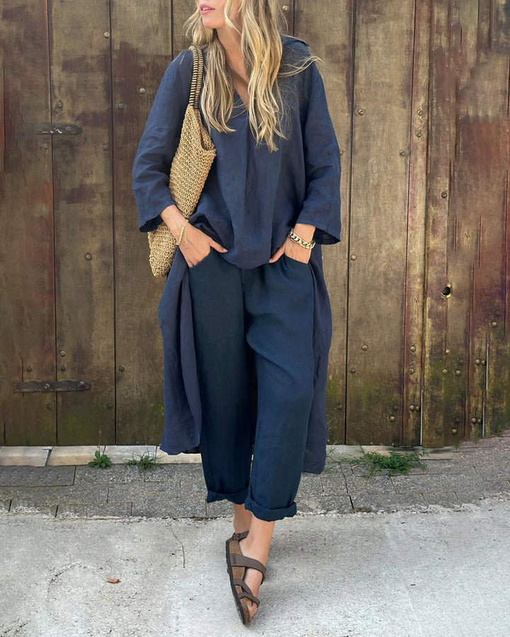 Fay™ - Completo confortevole in lino con top lungo