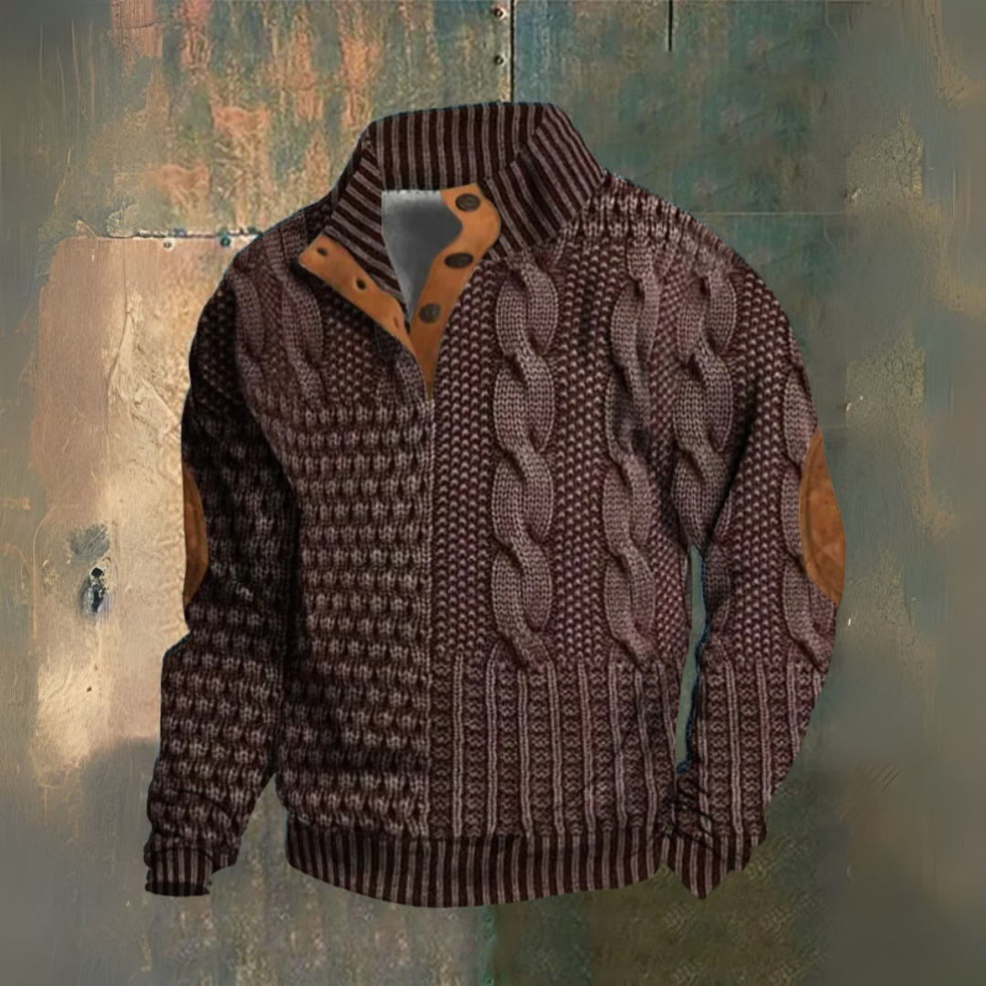 Rocco™ | Maglia Stampata Effetto Maglia con Dettagli a Contrasto