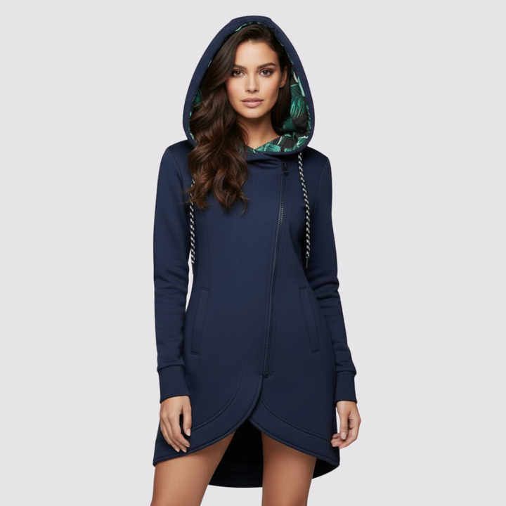 Paola™ | Elegante Hoodie Lunga con Cappuccio Fantasia