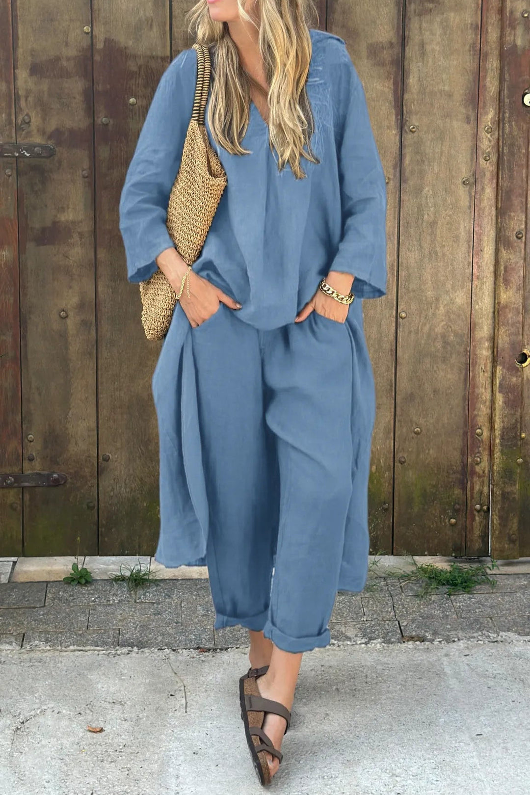 Fay™ - Completo confortevole in lino con top lungo
