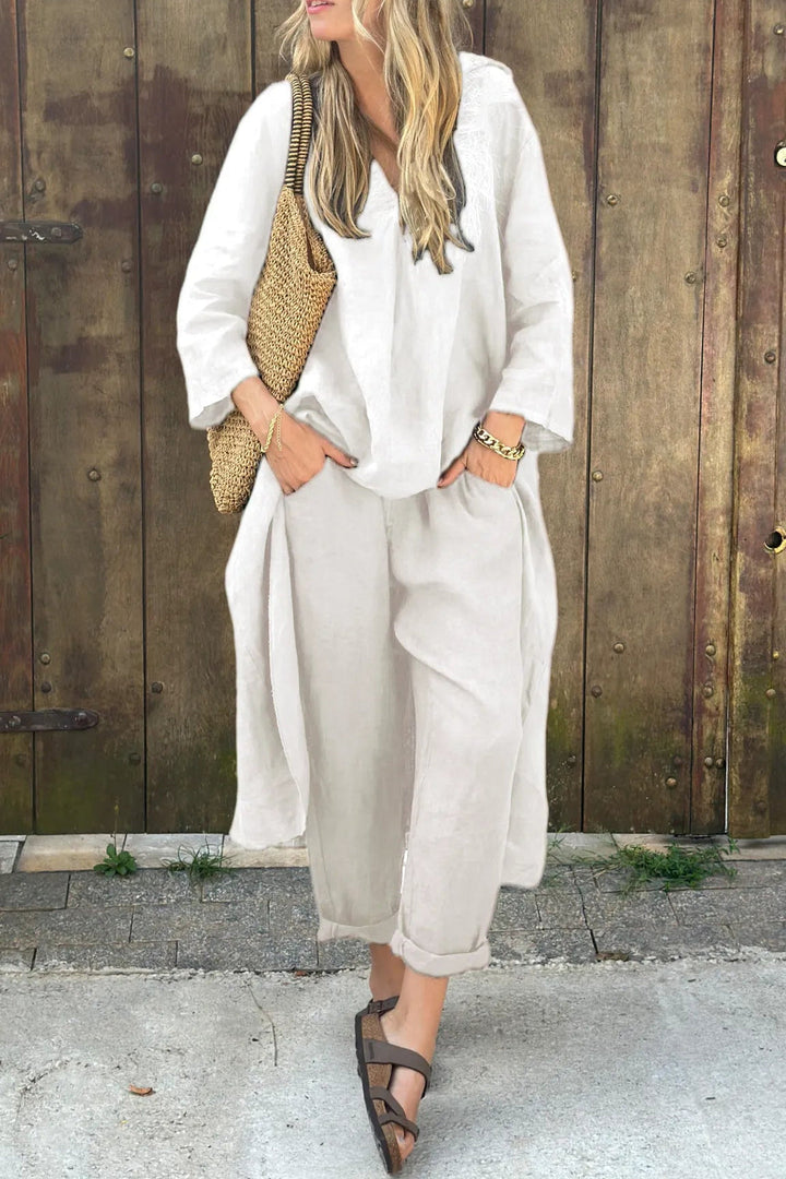 Fay™ - Completo confortevole in lino con top lungo