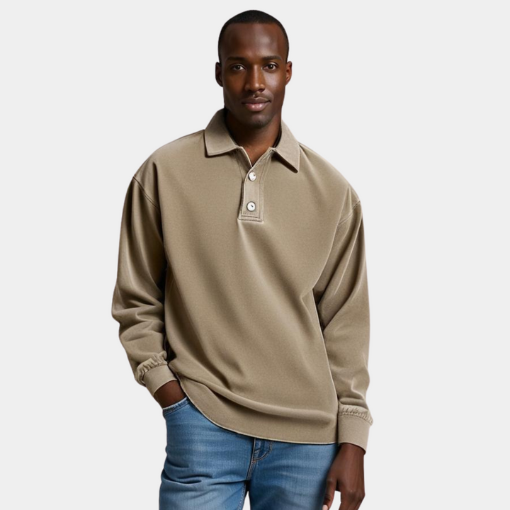 Matteo™ | Polo a Maniche Lunghe in Cotone Lavato
