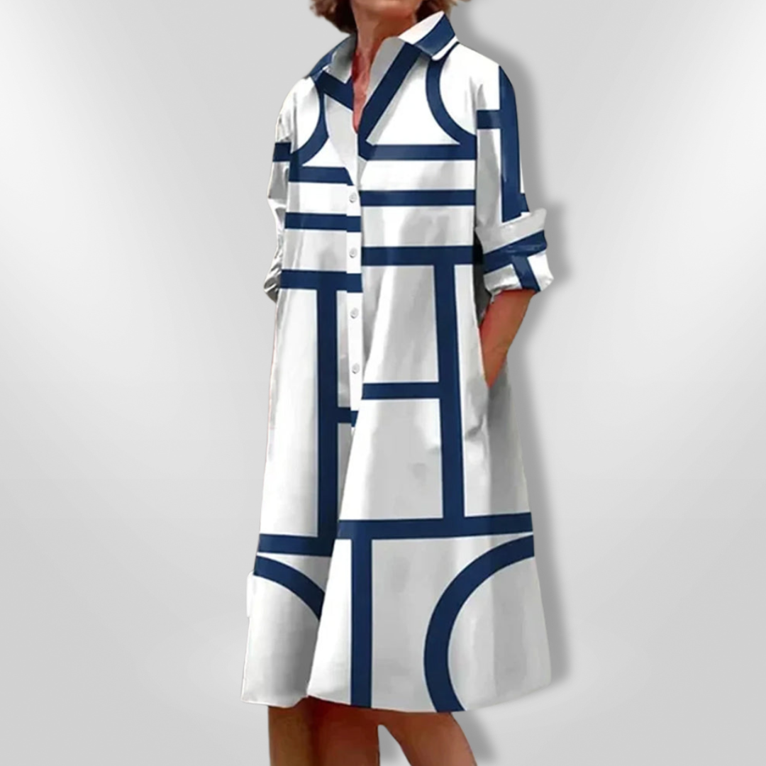 Lena | Abito chemisier geometrico elegante
