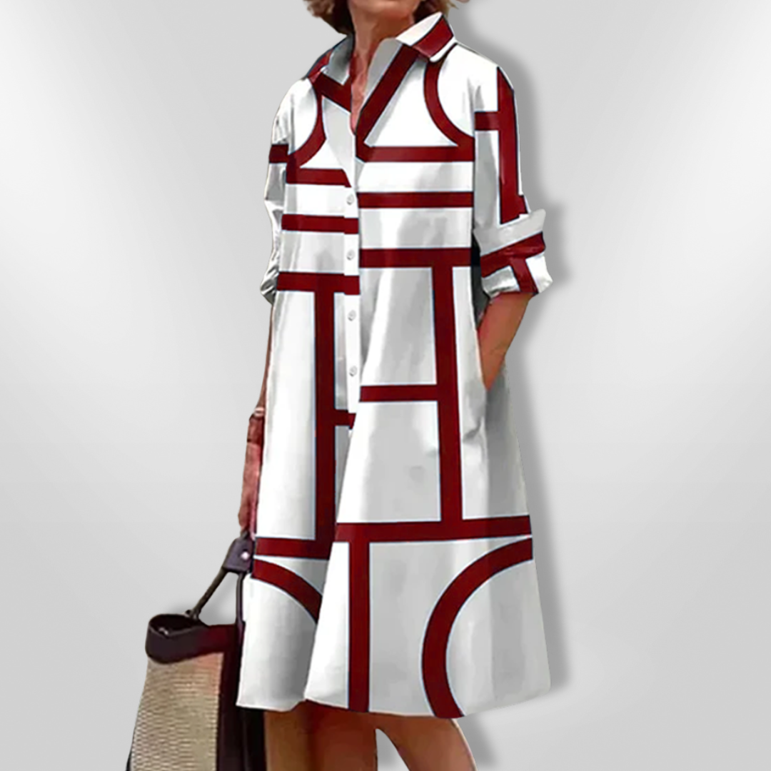 Lena | Abito chemisier geometrico elegante