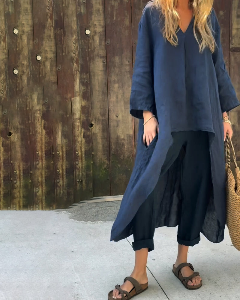 Fay™ - Completo confortevole in lino con top lungo