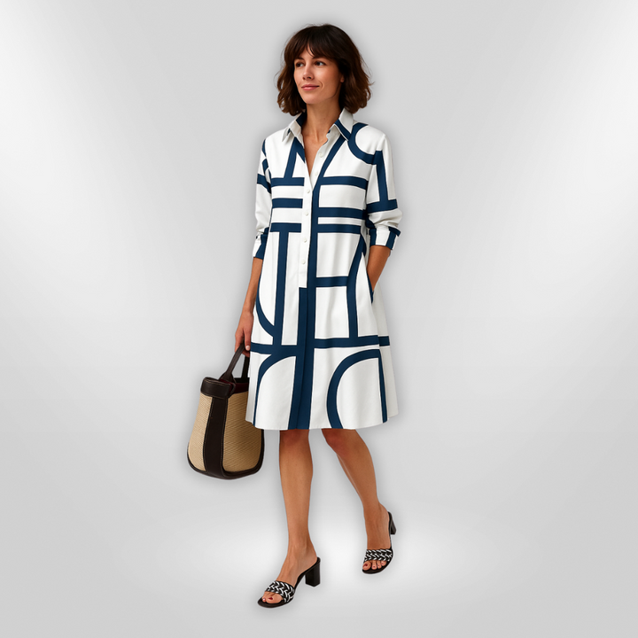 Lena | Abito chemisier geometrico elegante