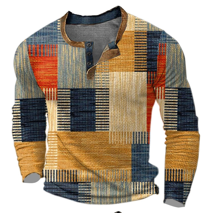Henric™ | Maglia Patchwork in Cotone a Maniche Lunghe