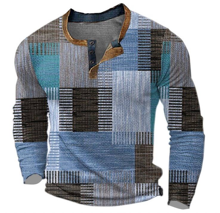Henric™ | Maglia Patchwork in Cotone a Maniche Lunghe