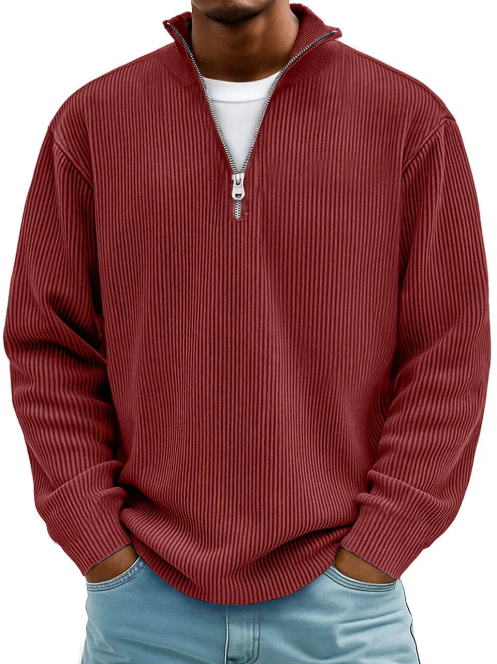 Enrico™ | Maglione a mezza zip in maglia strutturata