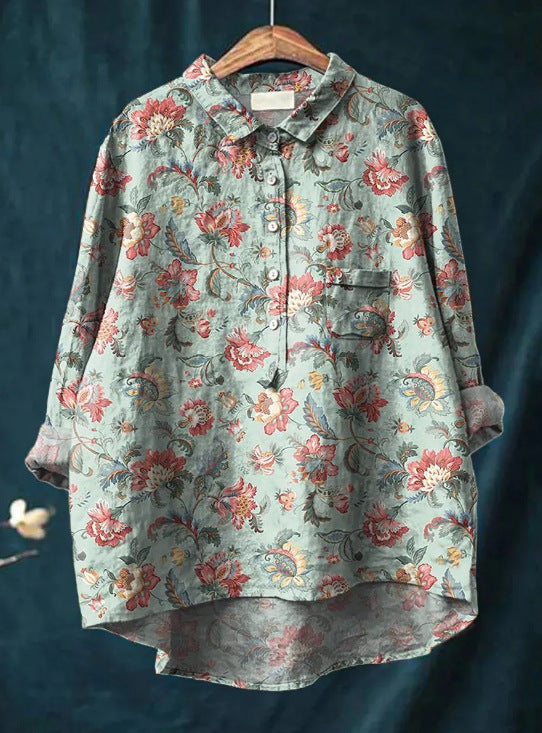 Betty™ | Camicia floreale artistica in lino