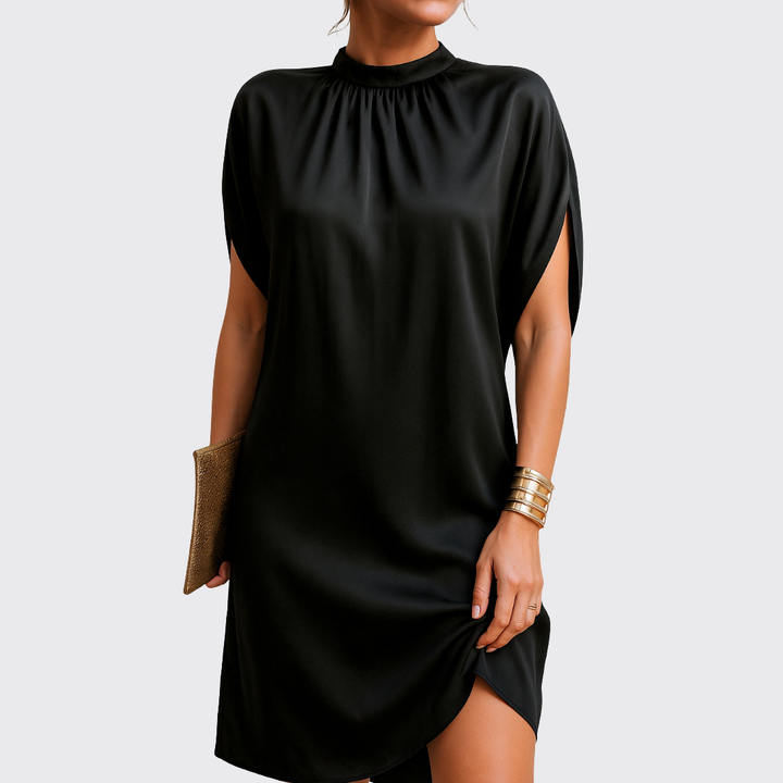Judy™ | Elegante mini abito in raso con collo alto