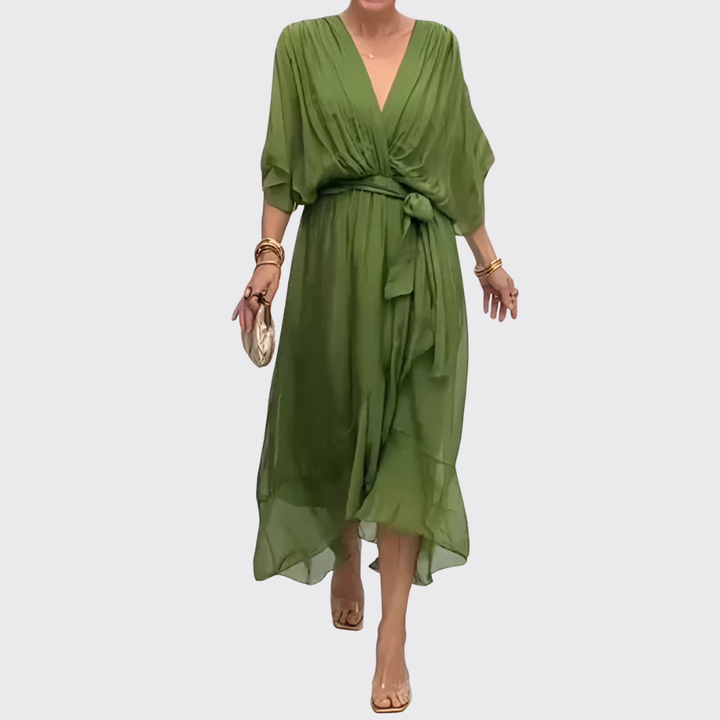 Moniek™ | Elegante abito midi plissettato con fiocco