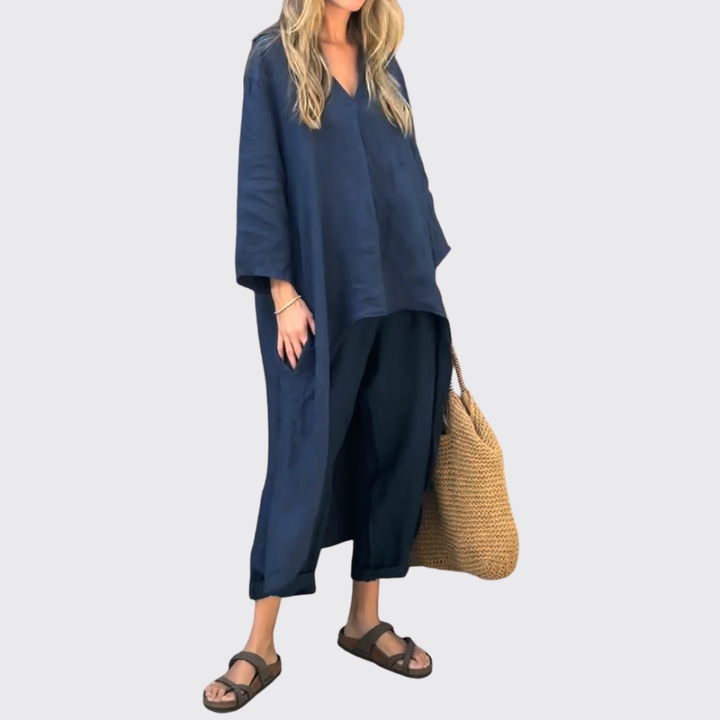 Fay™ - Completo confortevole in lino con top lungo