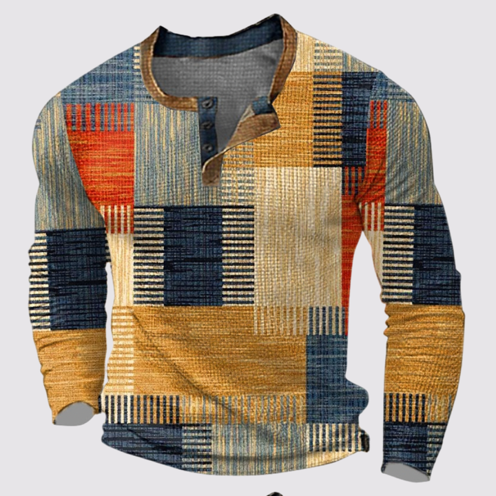 Henric™ | Maglia Patchwork in Cotone a Maniche Lunghe