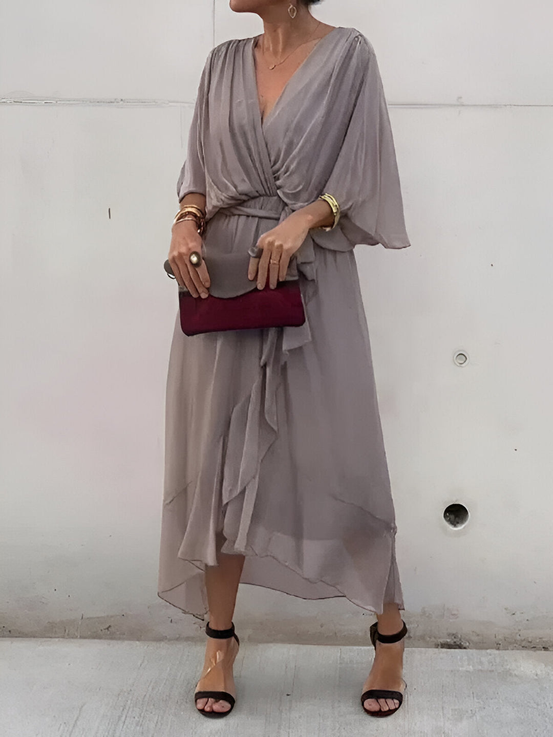 Moniek™ | Elegante abito midi plissettato con fiocco