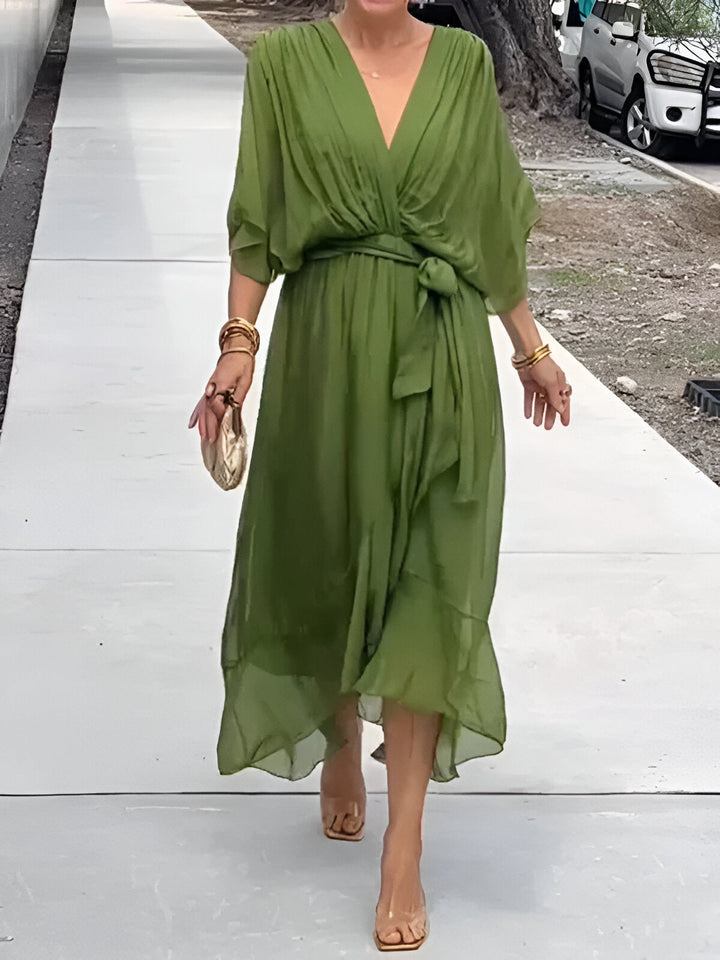 Moniek™ | Elegante abito midi plissettato con fiocco