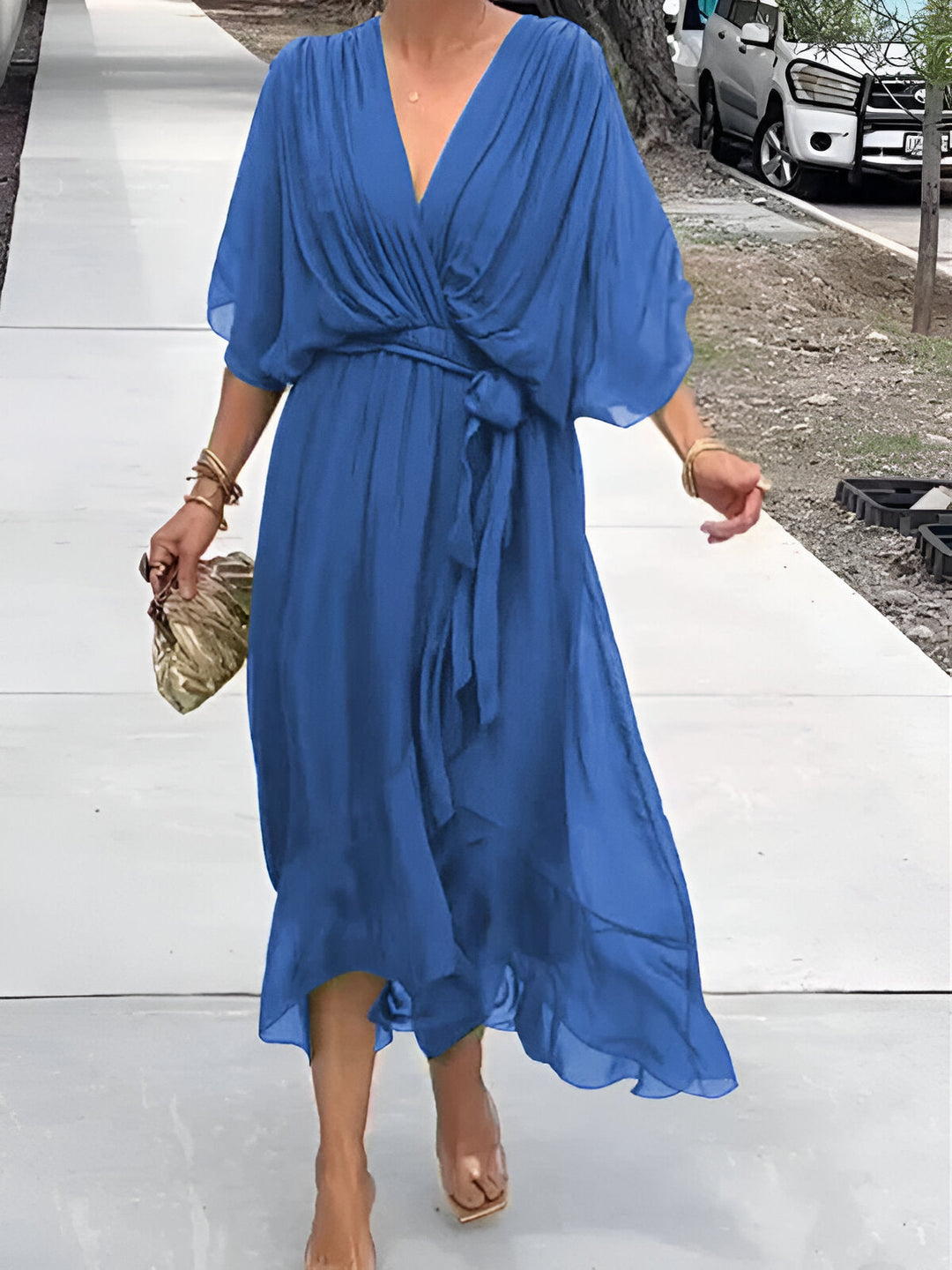 Moniek™ | Elegante abito midi plissettato con fiocco