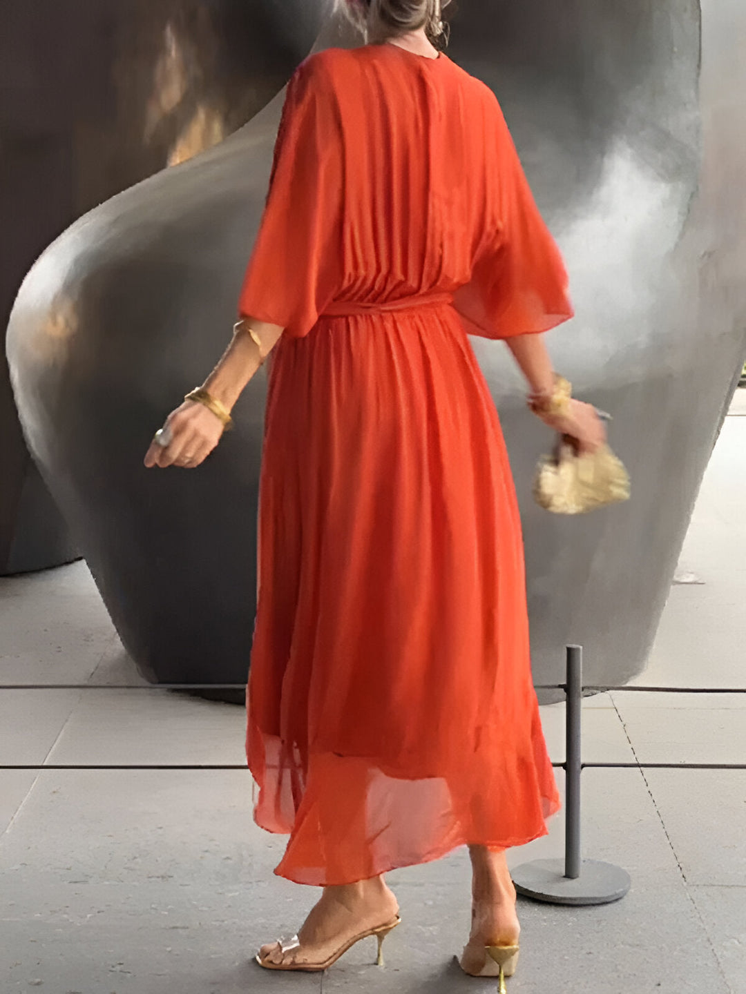 Moniek™ | Elegante abito midi plissettato con fiocco