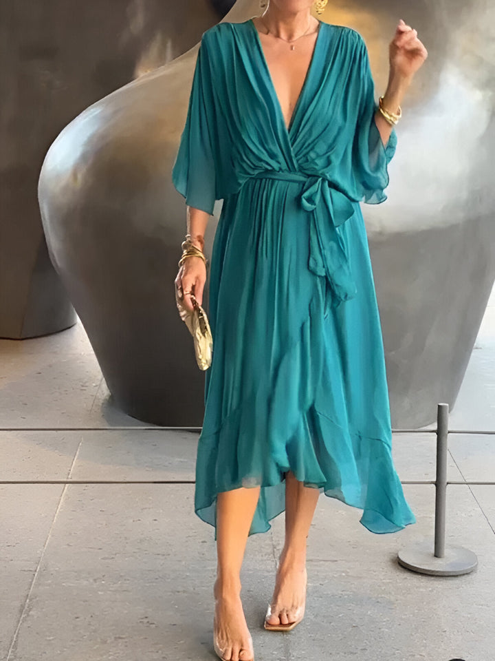 Moniek™ | Elegante abito midi plissettato con fiocco