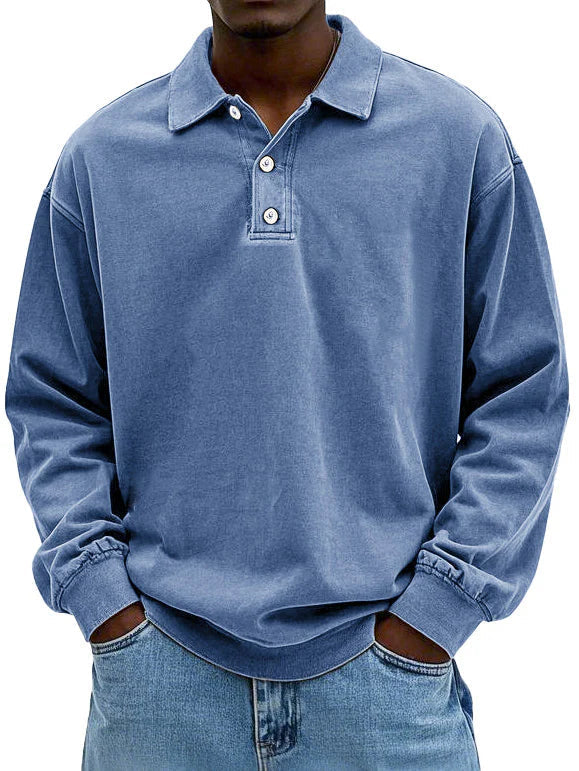 Matteo™ | Polo a Maniche Lunghe in Cotone Lavato
