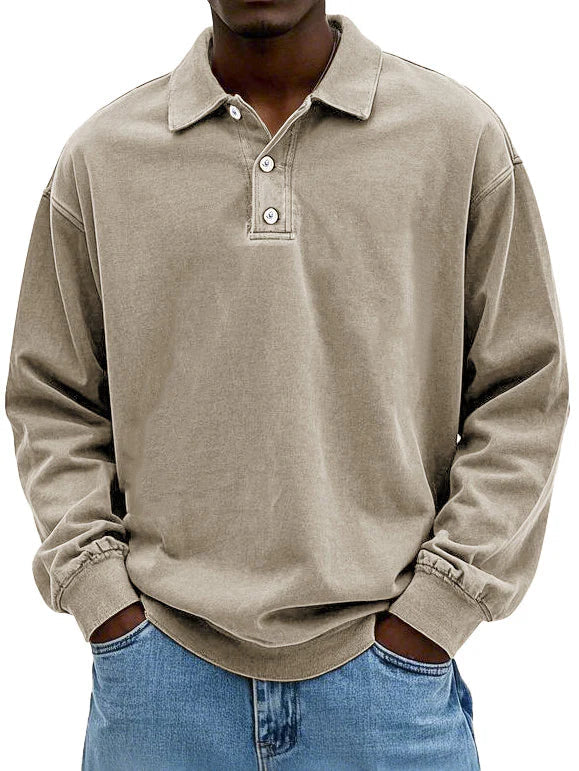 Matteo™ | Polo a Maniche Lunghe in Cotone Lavato