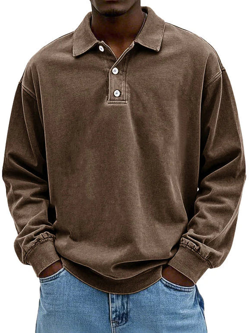 Matteo™ | Polo a Maniche Lunghe in Cotone Lavato