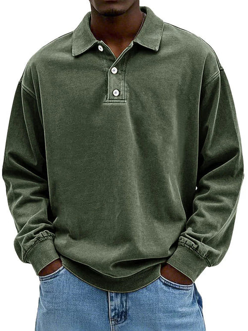 Matteo™ | Polo a Maniche Lunghe in Cotone Lavato