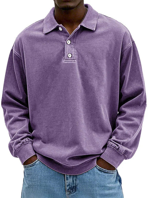 Matteo™ | Polo a Maniche Lunghe in Cotone Lavato