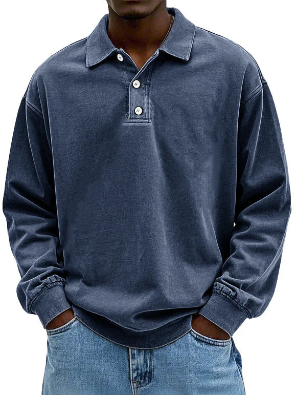 Matteo™ | Polo a Maniche Lunghe in Cotone Lavato